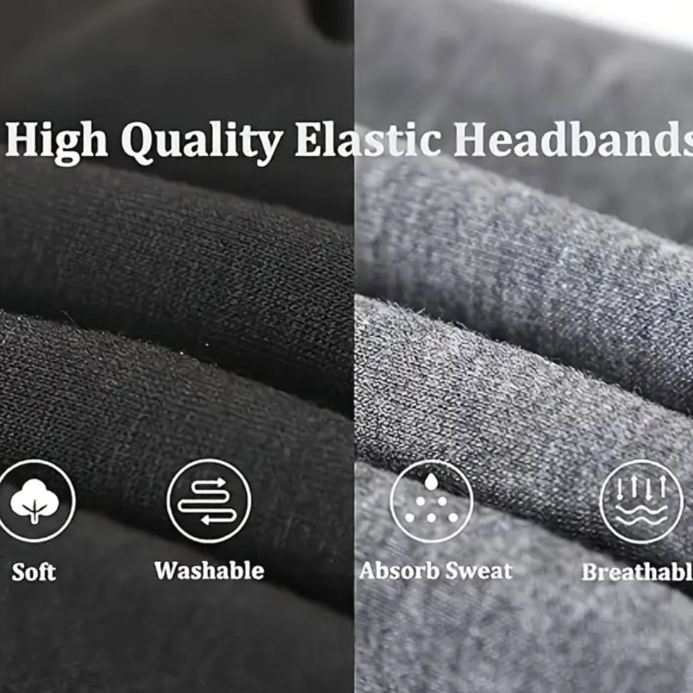2 Pack Black and Gray Headband Set - Picture 6 of 6
